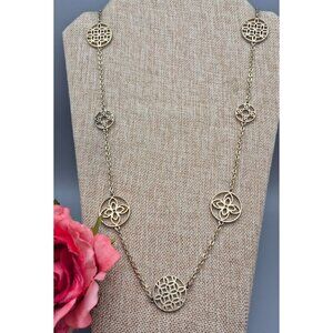 Dana Buchman Long Statement Gold Tone Open Work Station Necklace 38"